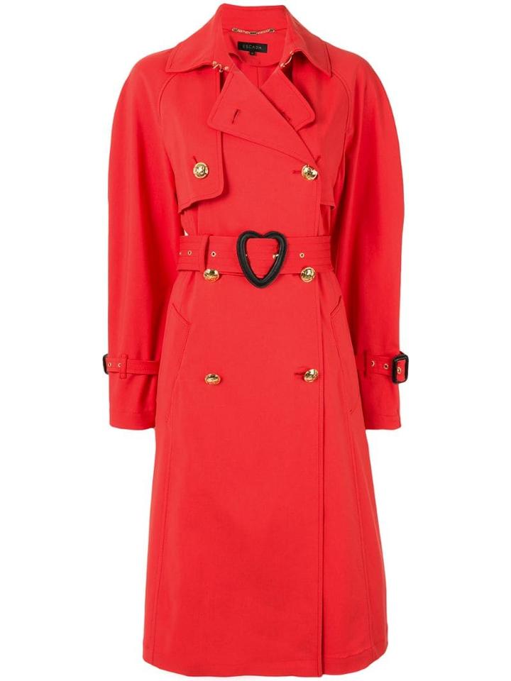 Escada Heart Belt Trench Coat - Orange