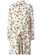 Saint Laurent Star Print Shirt Dress, Women's, Size: 44, Nude/neutrals, Viscose/silk