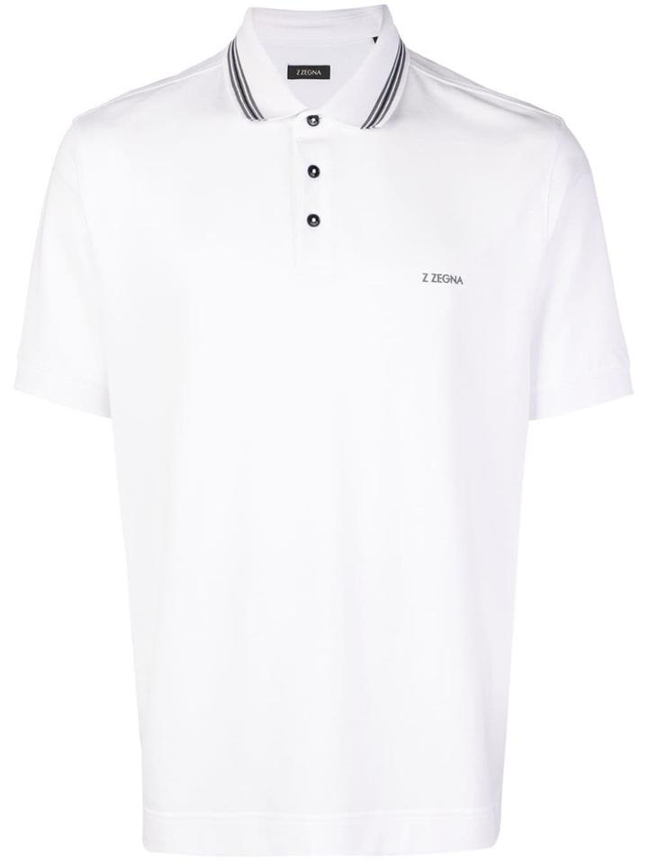 Z Zegna Contrast Collar Polo Shirt - White