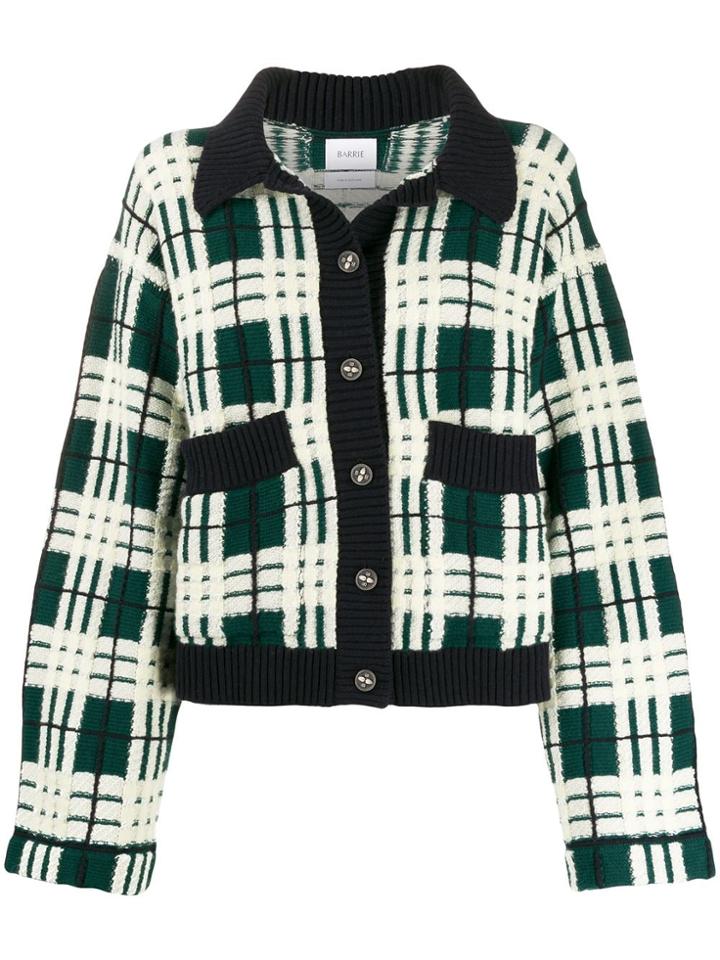 Barrie Tartan Pattern Cardigan - Green