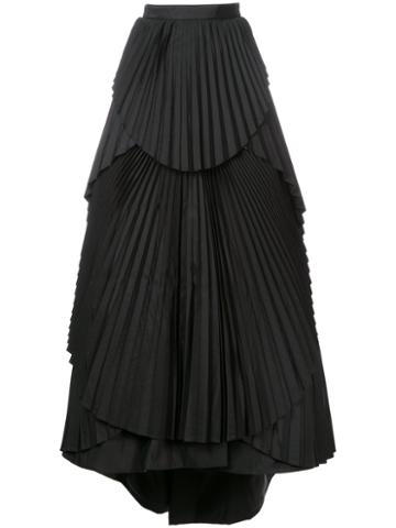Eavis & Brown Maxi Pleated Skirt, Size: Medium, Black, Silk