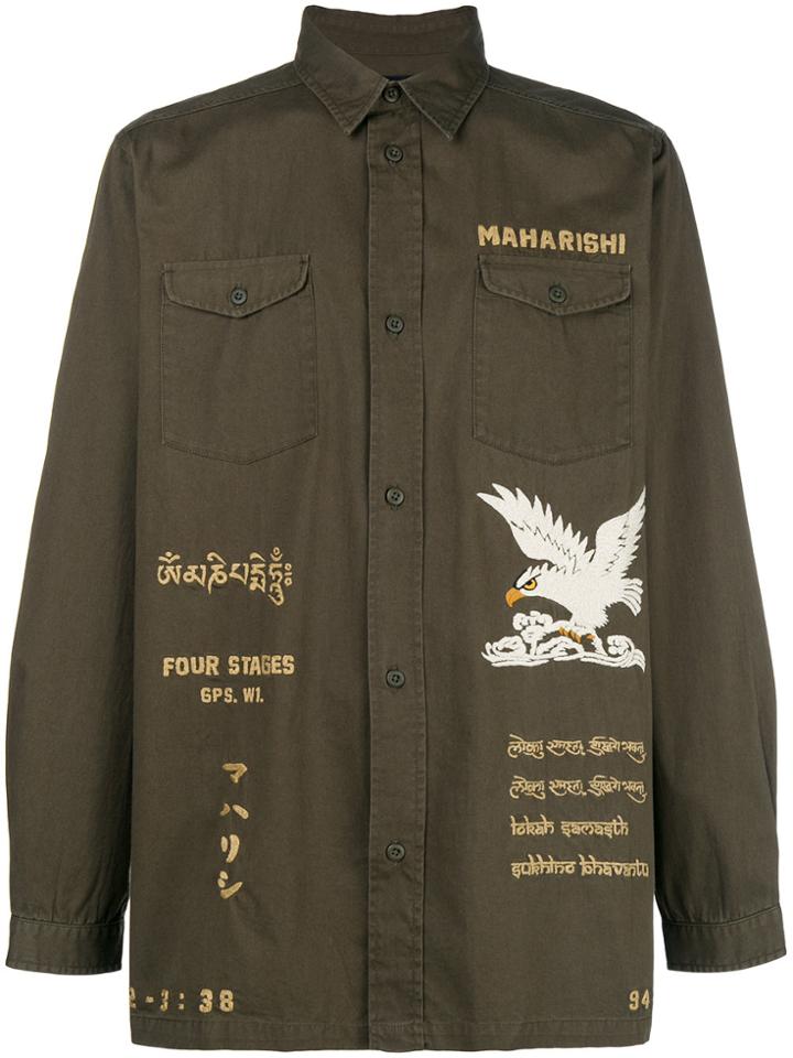Maharishi Logo Print Shirt - Green