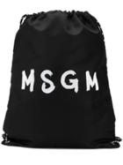 Msgm Logo Drawstring Backpack - Black