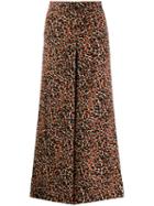 Bellerose Leopard Cropped Palazzo Trousers - Red
