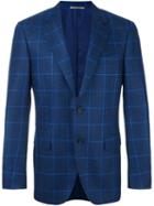 Canali Checked Blazer, Men's, Size: 50, Blue, Cupro/wool