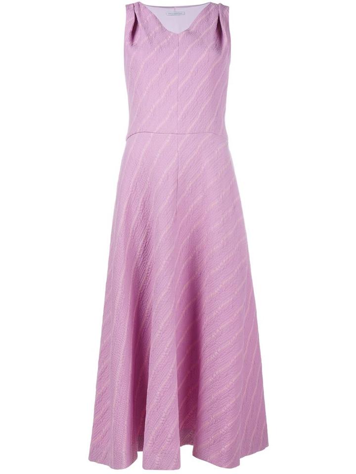 Emilia Wickstead Liv Stripe Sleeveless Dress, Women's, Size: 14, Pink/purple, Silk/linen/flax/acrylic/viscose