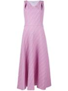 Emilia Wickstead Liv Stripe Sleeveless Dress, Women's, Size: 14, Pink/purple, Silk/linen/flax/acrylic/viscose