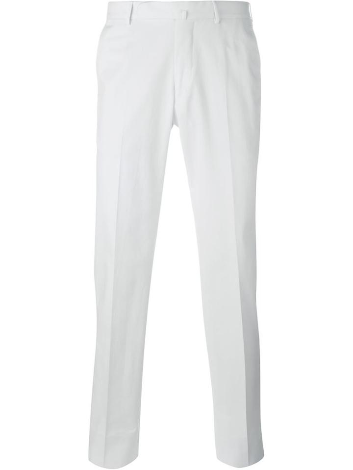Ermenegildo Zegna Tailored Trousers, Men's, Size: 48, White, Cotton