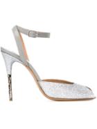 Maison Margiela Glitter Embellished Sandals, Women's, Size: 40, Grey, Calf Leather/leather/pvc