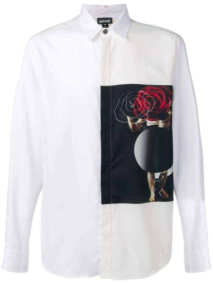 Just Cavalli Contrast-patch Fitted Shirt - White