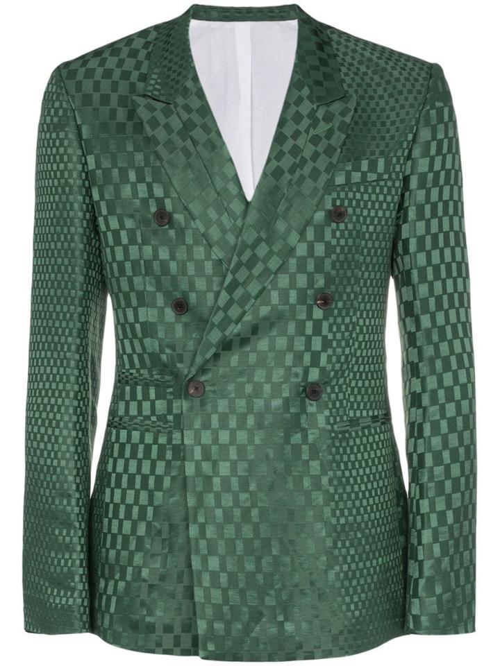 Haider Ackermann Checked Double-breasted Blazer - Green