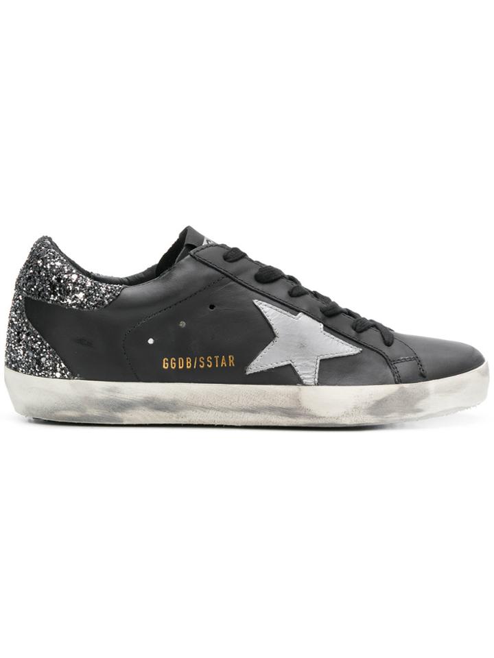 Golden Goose Deluxe Brand Glitter Heel Superstar Sneakers - Black