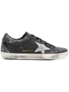 Golden Goose Deluxe Brand Glitter Heel Superstar Sneakers - Black