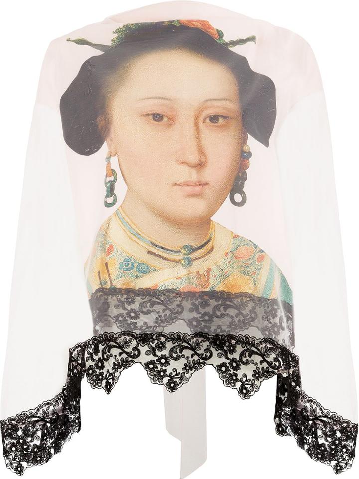 Simone Rocha Portrait Print Bib Top - Pink