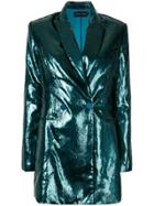 Michael Lo Sordo Metallic Double Breasted Blazer - Green