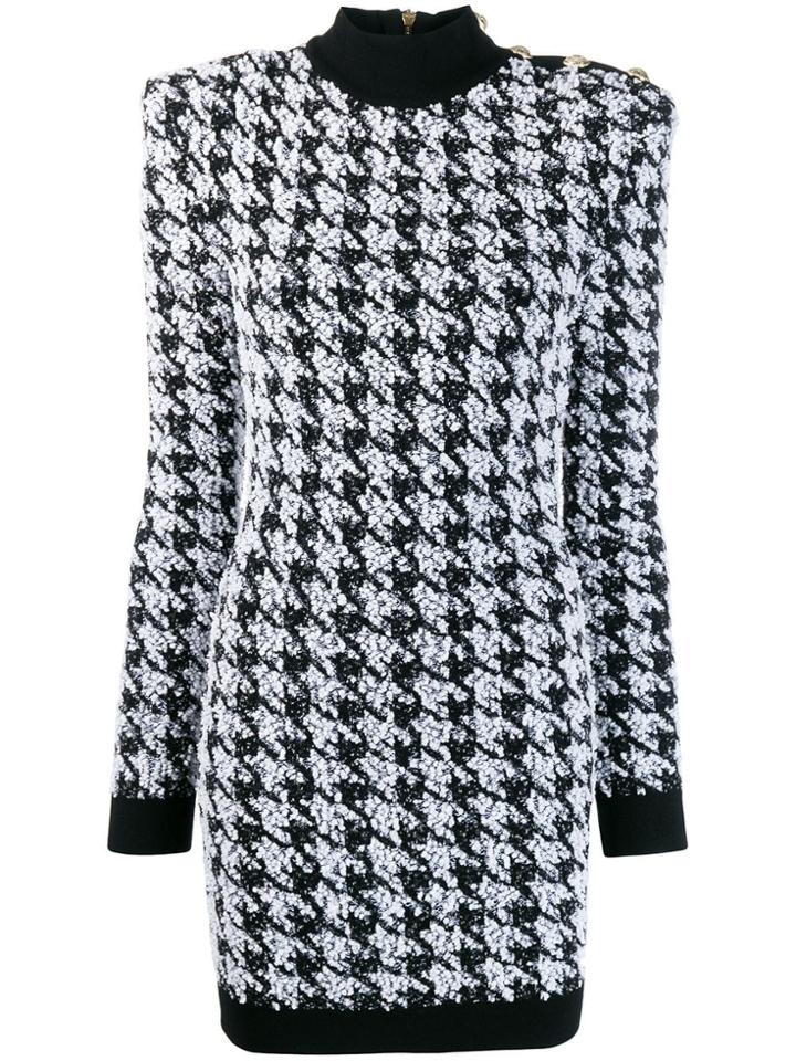 Balmain Houndstooth Mini Dress - Black
