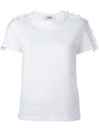 Msgm Ruffle Trim T-shirt, Women's, Size: Large, White, Cotton