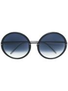Linda Farrow Round Gradient Sunglasses - Black