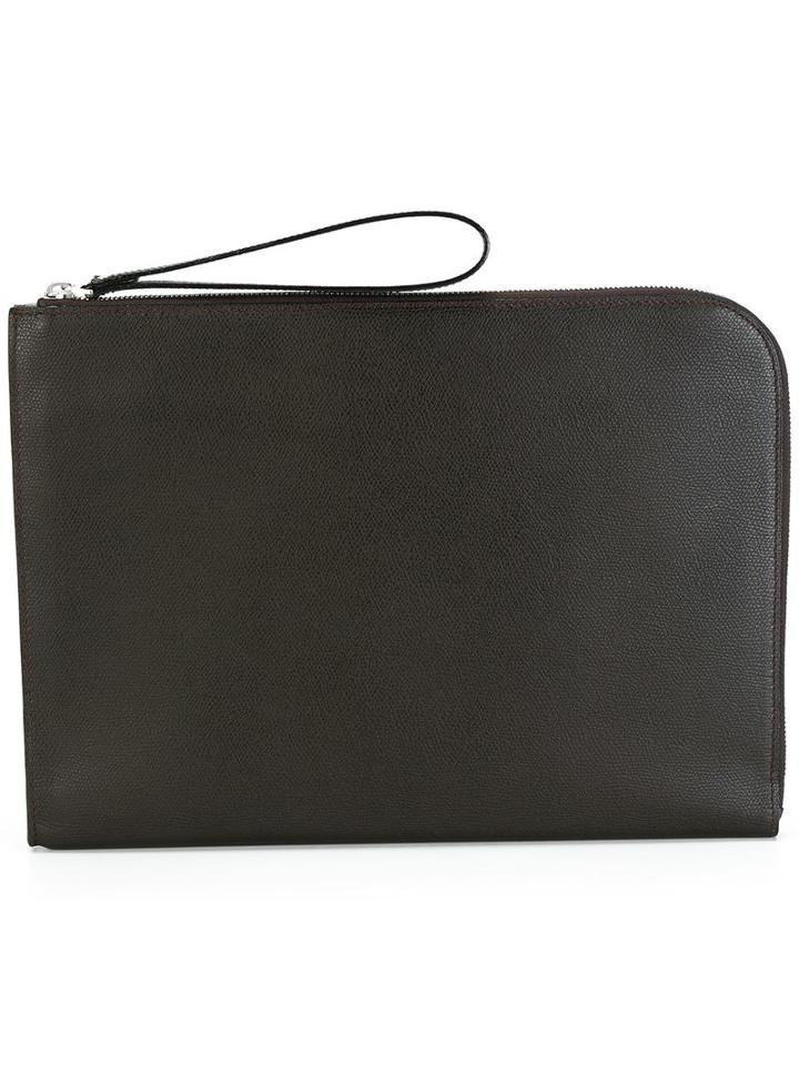 Valextra Large Zipped Clutch, Men's, Calf Leather