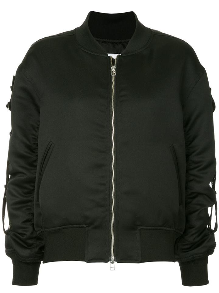 Le Ciel Bleu Belted Sleeve Bomber Jacket - Black