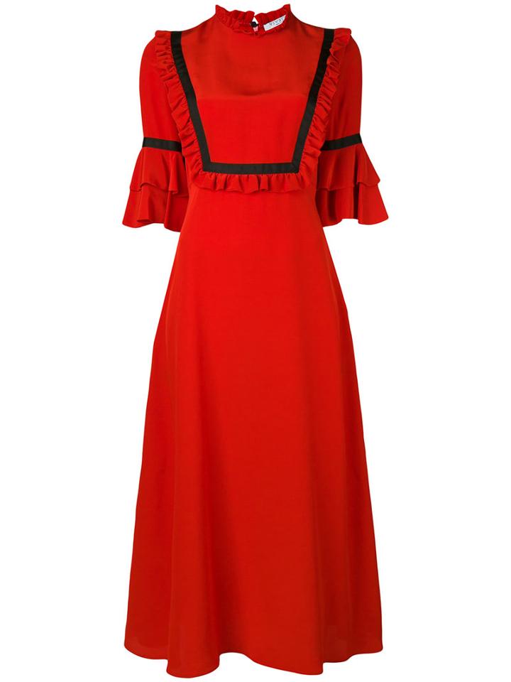 Vivetta - Ruffled Detailing Midi Dress - Women - Viscose - 42, Red, Viscose