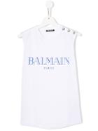 Balmain Kids Sleeveless Logo T-shirt - White