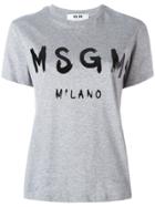 Msgm Printed Logo T-shirt - Grey