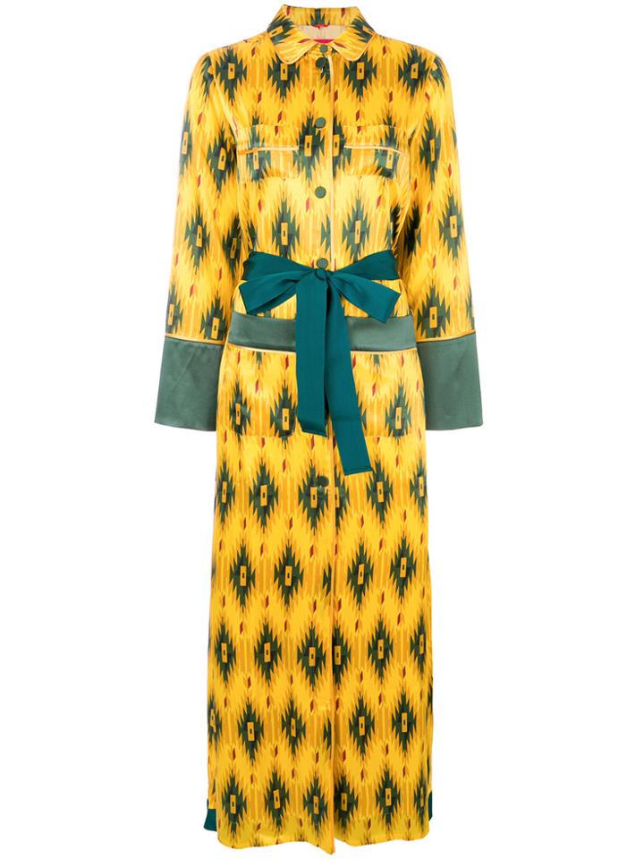 F.r.s For Restless Sleepers Aztec Print Maxi Shirt Dress - Yellow &