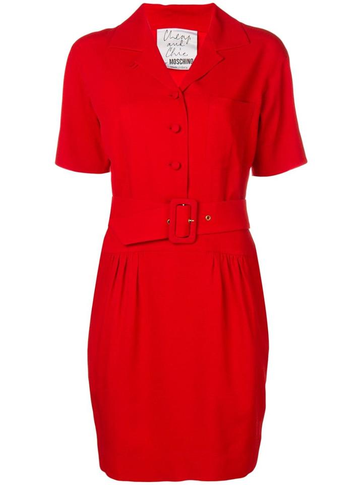 Moschino Vintage 1990's Belted Midi Dress - Red