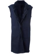 Drome Collar Detail Sleeveless Coat, Women's, Size: Medium, Blue, Lamb Skin/lamb Fur