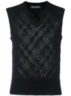 Neil Barrett Perforated Knit Vest, Men's, Size: Large, Black, Wool