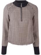 3.1 Phillip Lim High Collar Houndstooth Top, Women's, Size: 2, Nude/neutrals, Spandex/elastane/viscose/wool