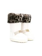 Roberto Cavalli Junior Teen Faux Fur Trim Boots - White