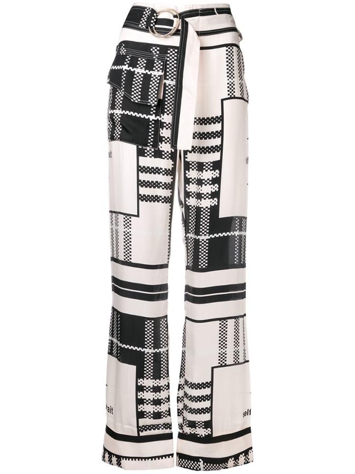 Self-portrait Mesh Print Palazzo Trousers - Nude & Neutrals
