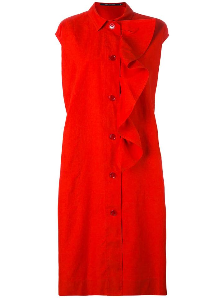 Sofie D'hoore - Frill Placket Shirt Dress - Women - Cotton - 38, Red, Cotton