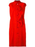 Sofie D'hoore - Frill Placket Shirt Dress - Women - Cotton - 38, Red, Cotton