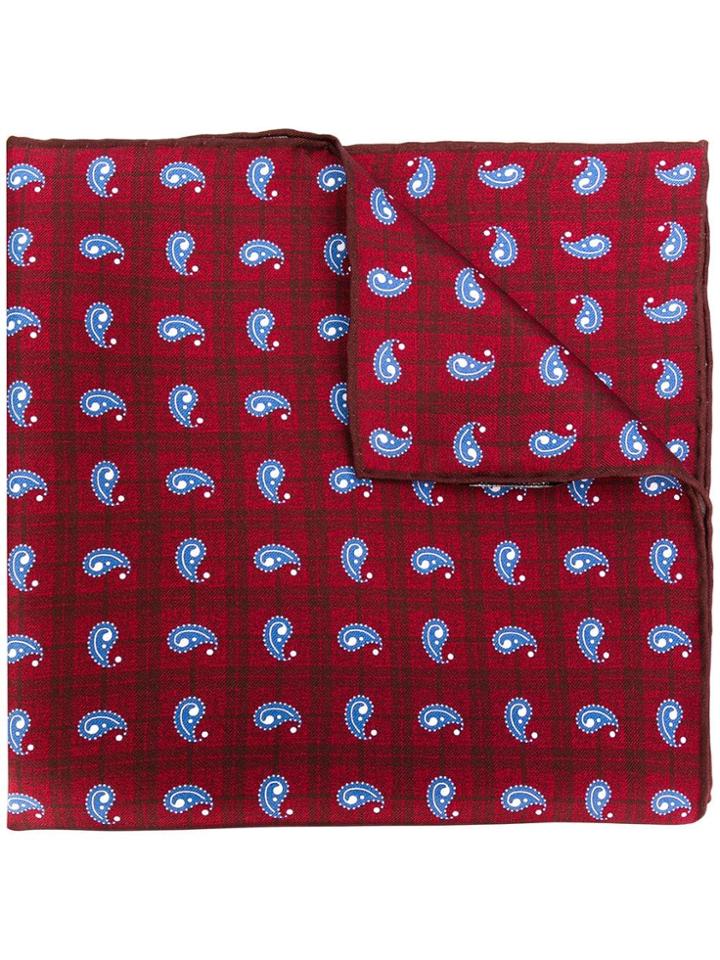 Kiton Paisley Pattern Scarf - Red