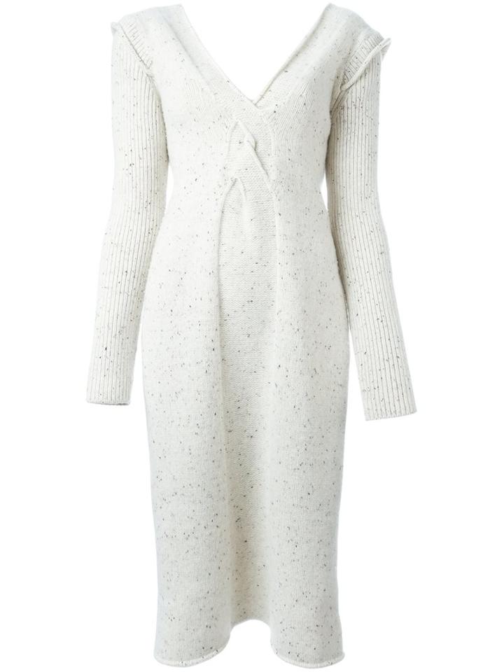 Ports 1961 V-neck Knit Tunic, Women's, Size: Xs, White, Virgin Wool
