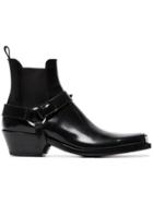Calvin Klein 205w39nyc Black Western Harness Leather Boots