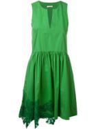 P.a.r.o.s.h. Crochet Hem Detailing Dress, Women's, Green, Cotton/spandex/elastane