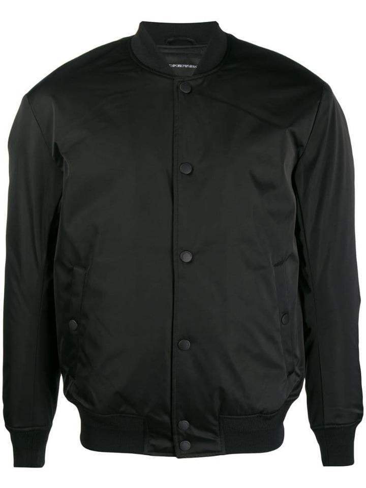 Emporio Armani Satin Bomber Jacket - Black