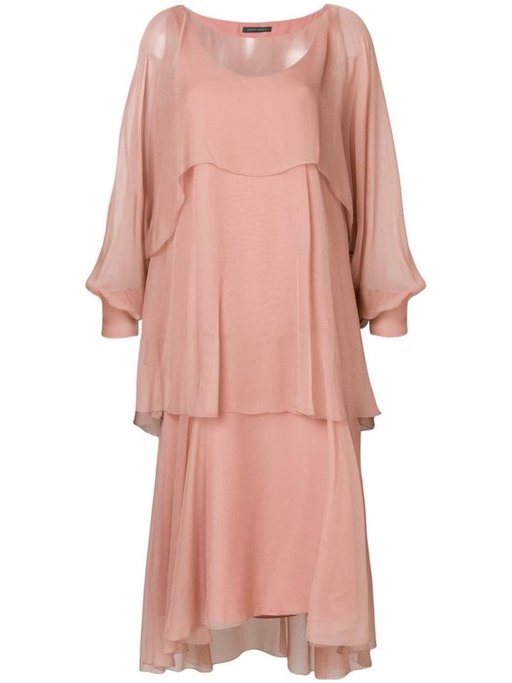 Alberta Ferretti Layered Asymmetric Hem Dress - Pink