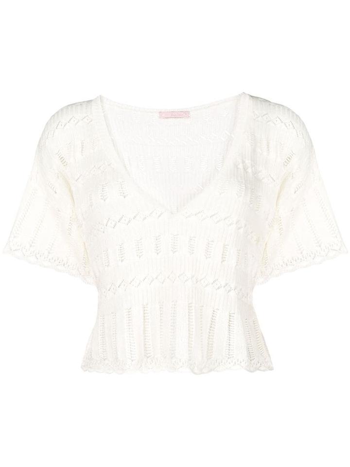 Kristina Ti Open Knit Crop Top - Neutrals