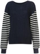 Y's Cable Knit Striped Jumper - Blue