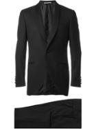 Canali Contrast Collar Two Piece Dinner Suit, Men's, Size: 52, Black, Cupro/wool