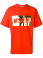 Msgm Logo Print T-shirt, Men's, Size: Medium, Yellow/orange, Cotton