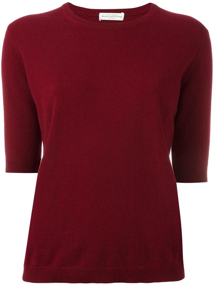 Ballantyne Short Sleeve Jumper, Women's, Size: 44, Red, Cashmere