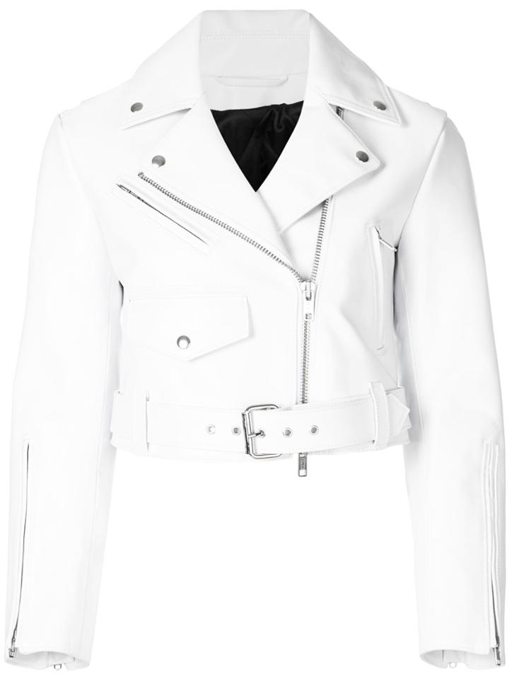 Calvin Klein 205w39nyc Cropped Biker Jacket - White