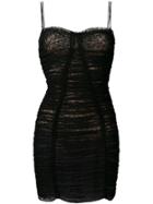 Alexander Wang Sheer Ruched Mini Dress - Black