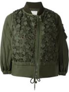 Moncler 'primevere' Applique Jacket, Women's, Size: I, Green, Polyester/polyamide/feather Down